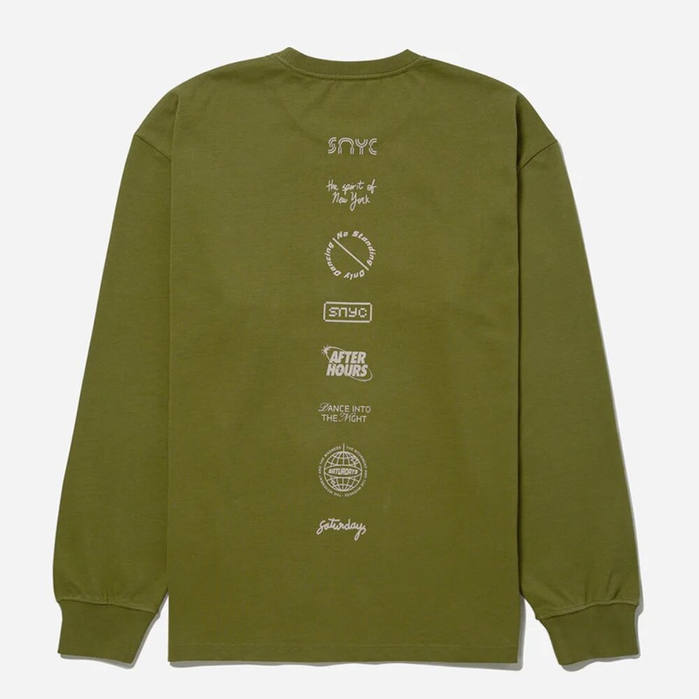 Saturdays Collage Stack Relaxed Long Sleeve Tee Mayfly - Olive - Men's Medium - Picture 4 of 8